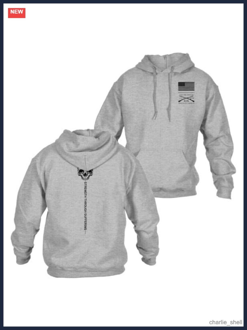 Grunt Style Strength Through Suffering Pullover Hoodie Men's Patriotic USA